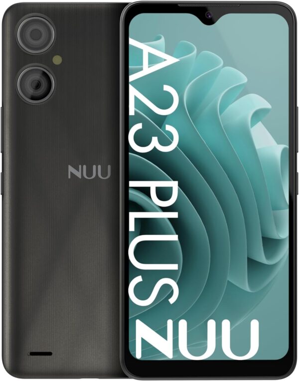 NUU A23Plus Basic Cell Phone for AT&T, T-Mobile, Cricket, Mint Mobile, Metro, 64G/3GB 6.3" 4G LTE Worldwide and More, Dual SIM, Black, 365 Days US Warranty with Detachable & Replaceable Battery