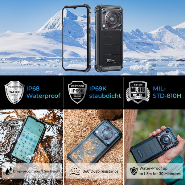 OUKITEL WP36 2024 Rugged Smartphone - 10600mAh Rugged Phone 128dB Loud Speaker, 16GB+128GB Dual Sim Phones 6.52" Big Screen, Android 13 Cell Phone, NFC/OTG, T-Mobile Compatible Rugged Smart Phone - Image 4