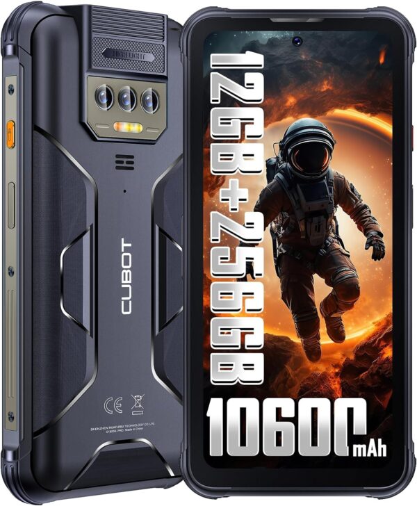 CUBOT King Kong 8 Rugged Smartphone. Android 13-10600mAh Cell Phones,12GB RAM+256GB ROM Unlocked Phone,6.52"HD+ Screen,5000LM LED Flashlight,48MP Camera, IP68/69K/4G Dual SIM Outdoor Smart Phone-Black